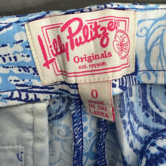 Lilly Pulitzer Resort Fit Pants Size 8 Stuffed Shells Print Cropped Blue - Picture 3 of 7
